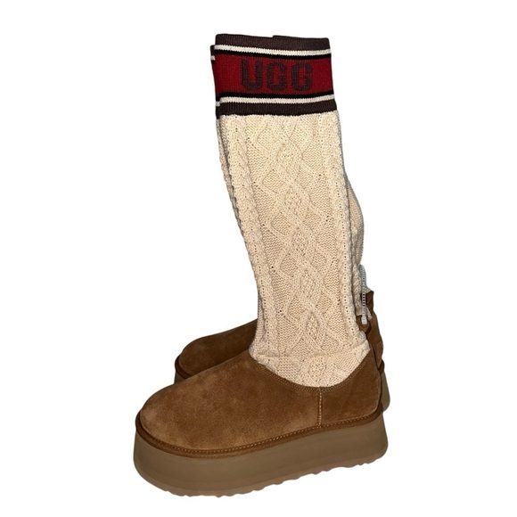 UGG Classic Sweater Letter Chestnut Platform Boots Size US 10 / EU 41 - Picture 2 of 10